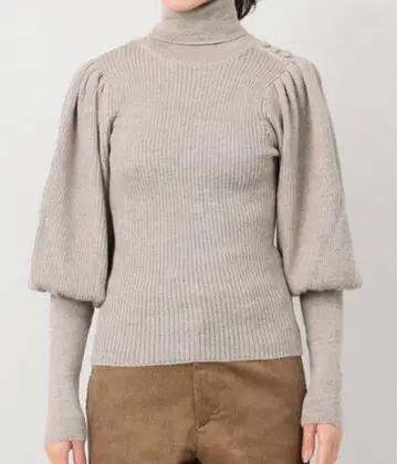 ULLA JOHNSON 퍼프 슬리브 하이넥 니트