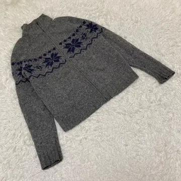 L.L.Bean 니트 가디건 집업 울100% 그레이 S