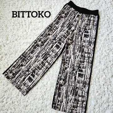 [ BITTOKO ] 비트코 아트 패턴 x 니트 이소재 와이드 팬츠