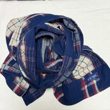 B LUE TRICK 블루 트릭 체크 무늬 스톨 인디고 오카야마 데님
