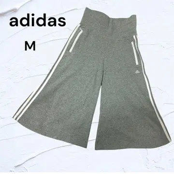 adidas 3선 스트라이프 맨투맨 플레어 팬츠 M 그레이 크롭