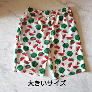 4L 5L 수박 패턴 빅 사이즈 하프 팬츠 남성용 밴딩으로 편안하게