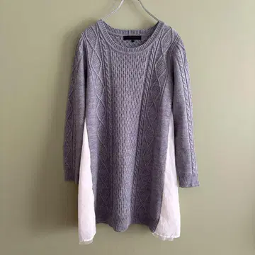 MERCURYDUO 머큐리 그레이 니트 긴팔 투톤 F