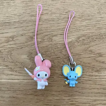 레어 Sanrio 마이멜로디 플랫 군 피규어 스트랩 레트로