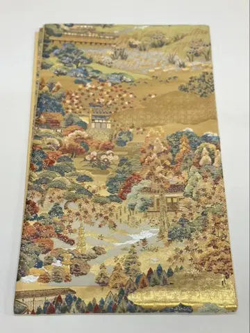 골드 컬러 자연 풍경 후쿠로 오비 럭셔리