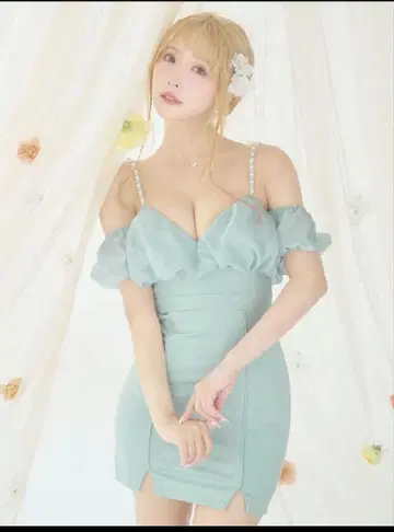 벌룬 쉬폰 슬리브 타이트 미니 드레스