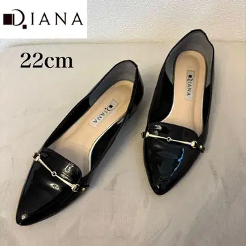 새상품급 DIANA 에나멜 펌프스 스틸레토 블랙 22cm