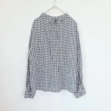 깅엄 체크 긴팔 셔츠 블라우스 모노톤 캐주얼 프리