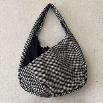 사시코 미카와 목화 화이트 블랙 체크 숄더백 자수 가방 타네이 이치마츠