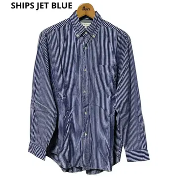 SHIPS JET BLUE 블루 화이트 스트라이프 긴팔 셔츠 M