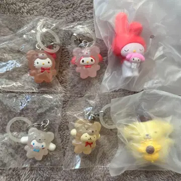 산리오 라떼곰 메지루시 액세서리 봉제 인형과 함께 6세트