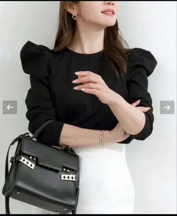 liala x PG 고양이 귀 모양 소매 티셔츠 팔분 소매 S 블랙