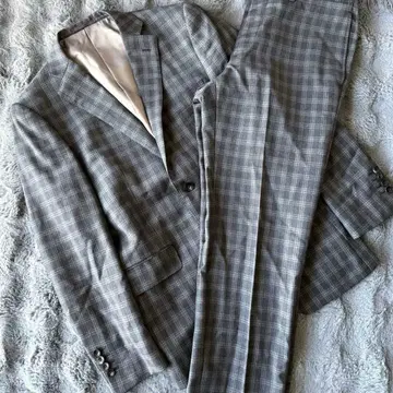 PSFA 이탈리아제 원단 그레이 체크 셋업 수트 L 상당 2버튼