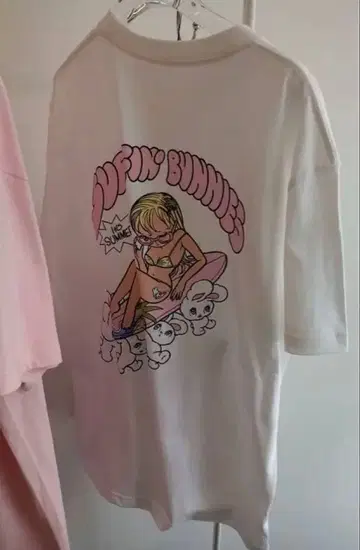 토끼 디자인 T셔츠 (화이트 핑크) illustrations