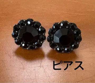 유리 귀걸이 블랙 앤티크풍