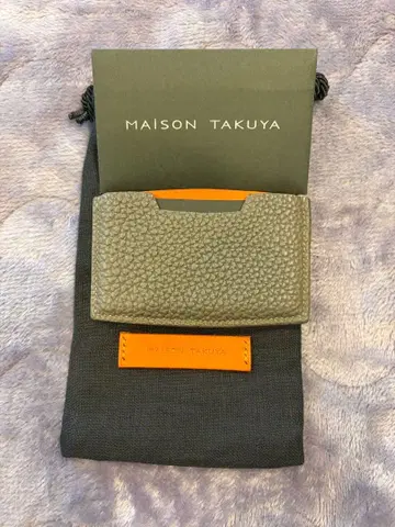 MAISON TAKUYA 가죽 카드 케이스 그레이/오렌지