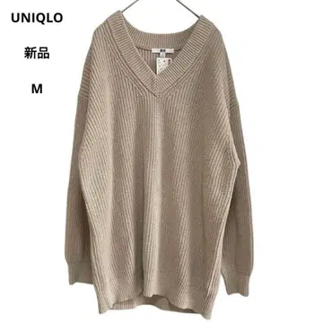 949 유니클로 볼륨 V넥 롱 스웨터 택 포함 새상품 베이지 M
