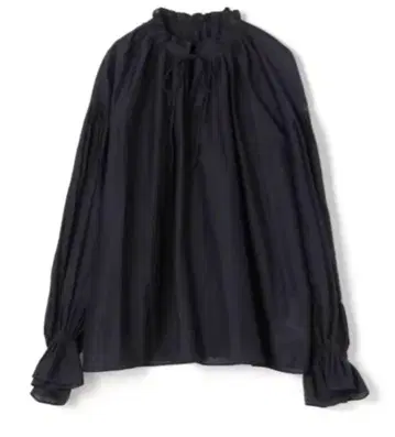 [ ballsey ] 실크 코튼 넥 개더 블라우스 네이비