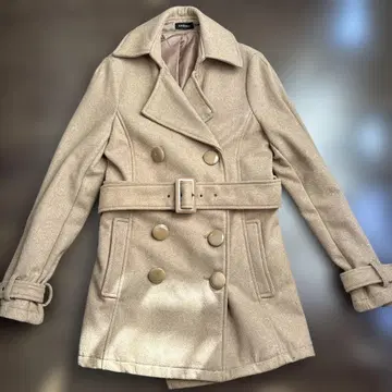 EGOIST 베이지 피 코트 울 혼방