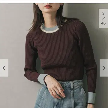 SENSE OF PLACE 바이컬러 컴팩트 스웨터 BROWN