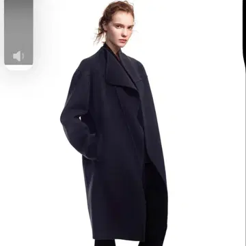 유니클로 +J 질 샌더 캐시미어 블렌드 노카라 코트 M 블랙