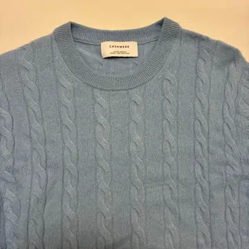 스카이블루 캐시미어 케이블 니트 스웨터 유나이티드 애로우즈 그린 라벨