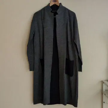 포켓 부착 니트 롱 가디건