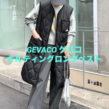 GEVACO 바코 퀼팅 롱 베스트 블랙