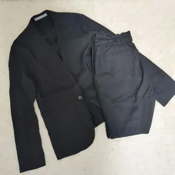 [ 새상품급 ] 띠어리 럭스 린넨 노카라 셋업 L 블랙