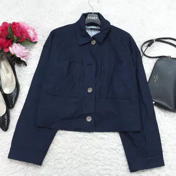 G9684*ZARA 자라 린넨 자켓 블루종 네이비 L