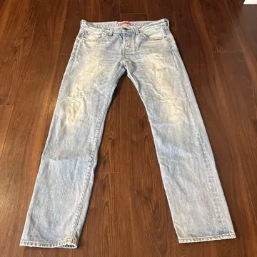 REDCARD 라이트 블루 데미지 슬림 핏 데님 / 33