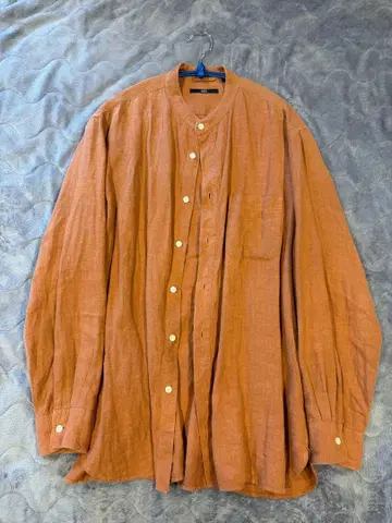 오렌지 린넨/라미 긴팔 셔츠
