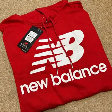 new balance 로고 레드 후드티