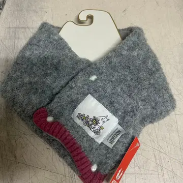 무민 꽃무늬 자수 그레이 머플러