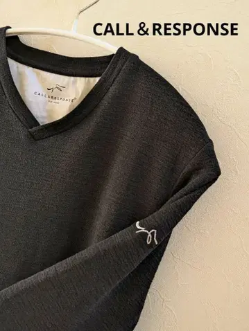 콜&리스폰스 멜란지 V넥 긴팔 T셔츠 S 로고 마크 자수입