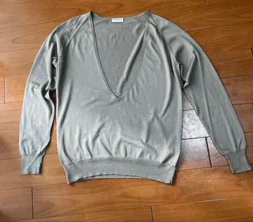 DRIES VAN NOTEN 그레이 딥 V넥 스웨터