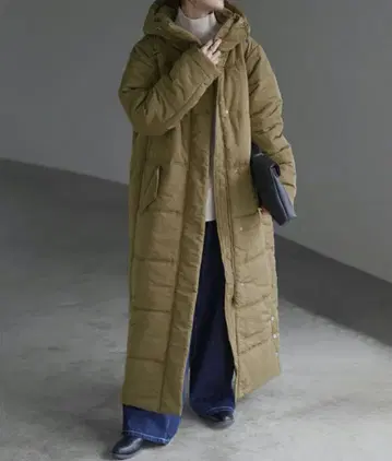 여성용 롱 코트 미발수 기능성 다운 코트 베이지