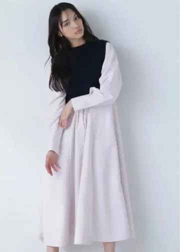 NATURAL BEAUTY BASIC 니트 베스트 & 셔츠 원피스 세트