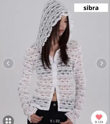 sibra 레이스 후디 가디건 화이트 후드 겉옷 귀여운