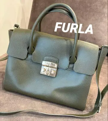 훌라 FURLA 숄더백 핸드 2WAY 가죽 카키