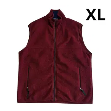 90s 파타고니아 플리스 베스트 XL 크림슨 원 포인트 자수 풀 집업