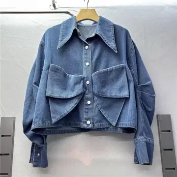 리본 모티브 데님 자켓 블루 frene 프라네 아우터 데님