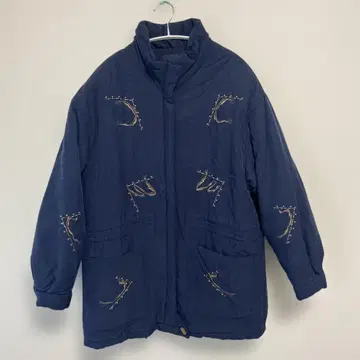 자수 네이비 충전솜 자켓