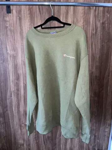 Champion 올리브 그린 오버 사이즈 맨투맨 아메카지