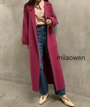 새상품급 Mila Owen 미라 오웬 접결 롱 트렌치코트 핑크