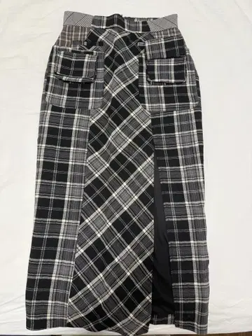 andmary 체크 무늬 롱 스커트