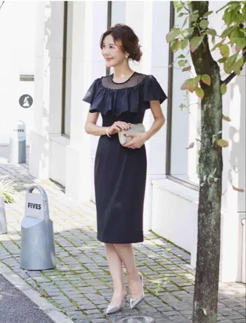 OBLI 시스루 프릴 드레스