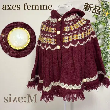 [택 포함 새상품] axes femme 액시즈 와인 레드 니트 판초