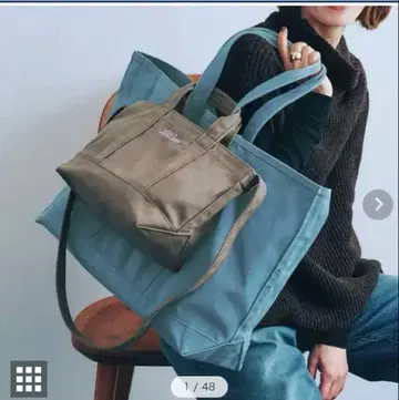 [ LEE 별주 ] [ 세탁 가능 ] 그로서리 토트 더스티 블루 새상품급