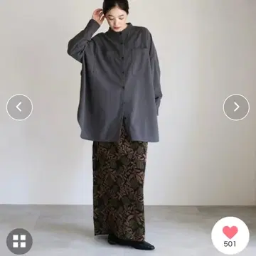 셀렉트 모카 리프 무늬 니트 스커트